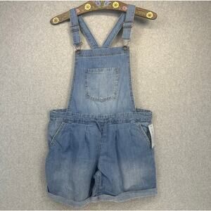 Cat & Jack Girls Denim Short Overalls L 10/12 Plus Cotton Romper Adjustable